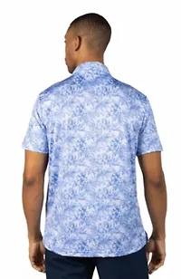 Distressed Tropical Printed Performance Polo