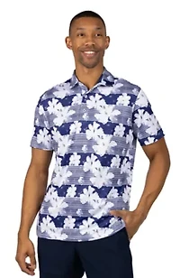 Tropical Stripe Floral Printed Performance Polo