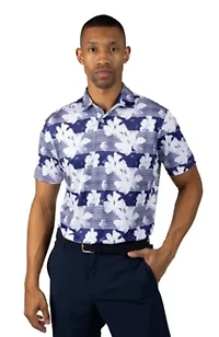 Tropical Stripe Floral Printed Performance Polo