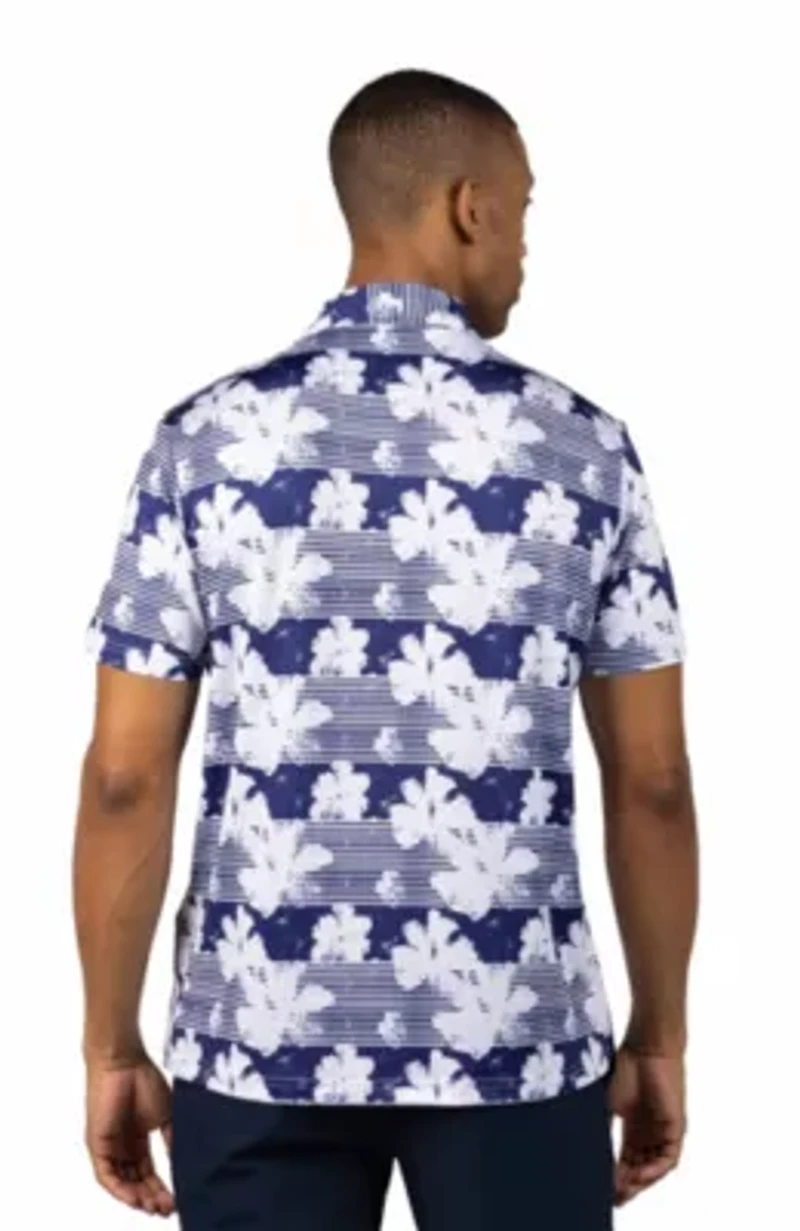 Tropical Stripe Floral Printed Performance Polo