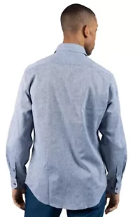 Yarn Dyed Melange Linen Long Sleeve Shirt
