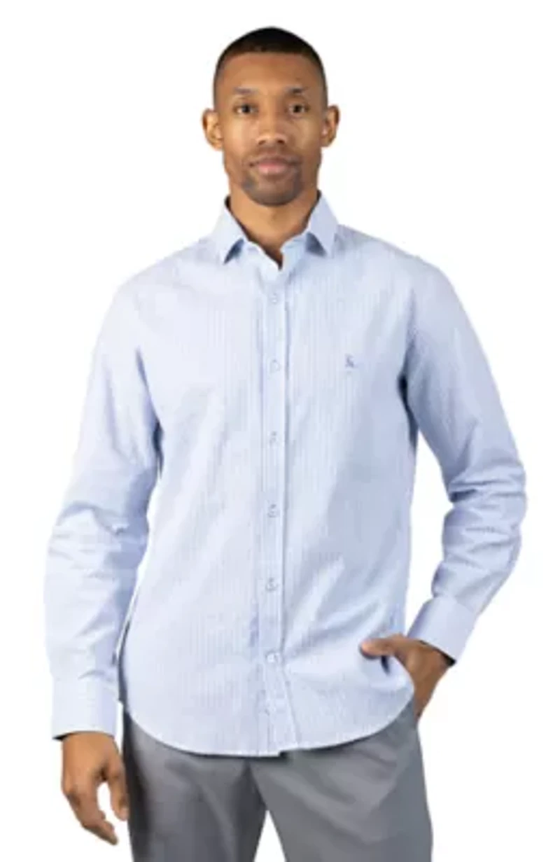 Yarn Dyed Linen Stripe Long Sleeve Shirt