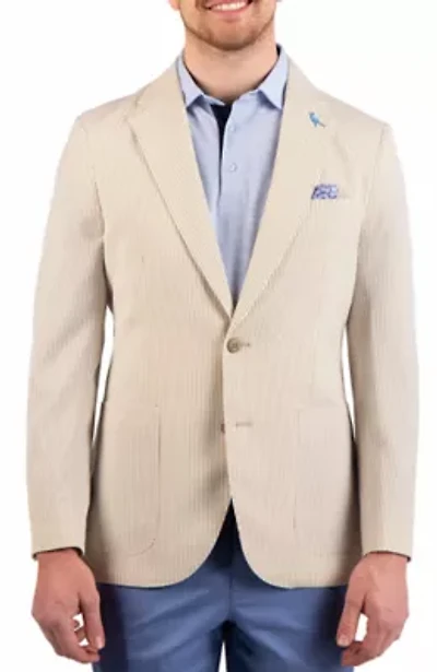 Textured Stripe Seersucker Sport Coat