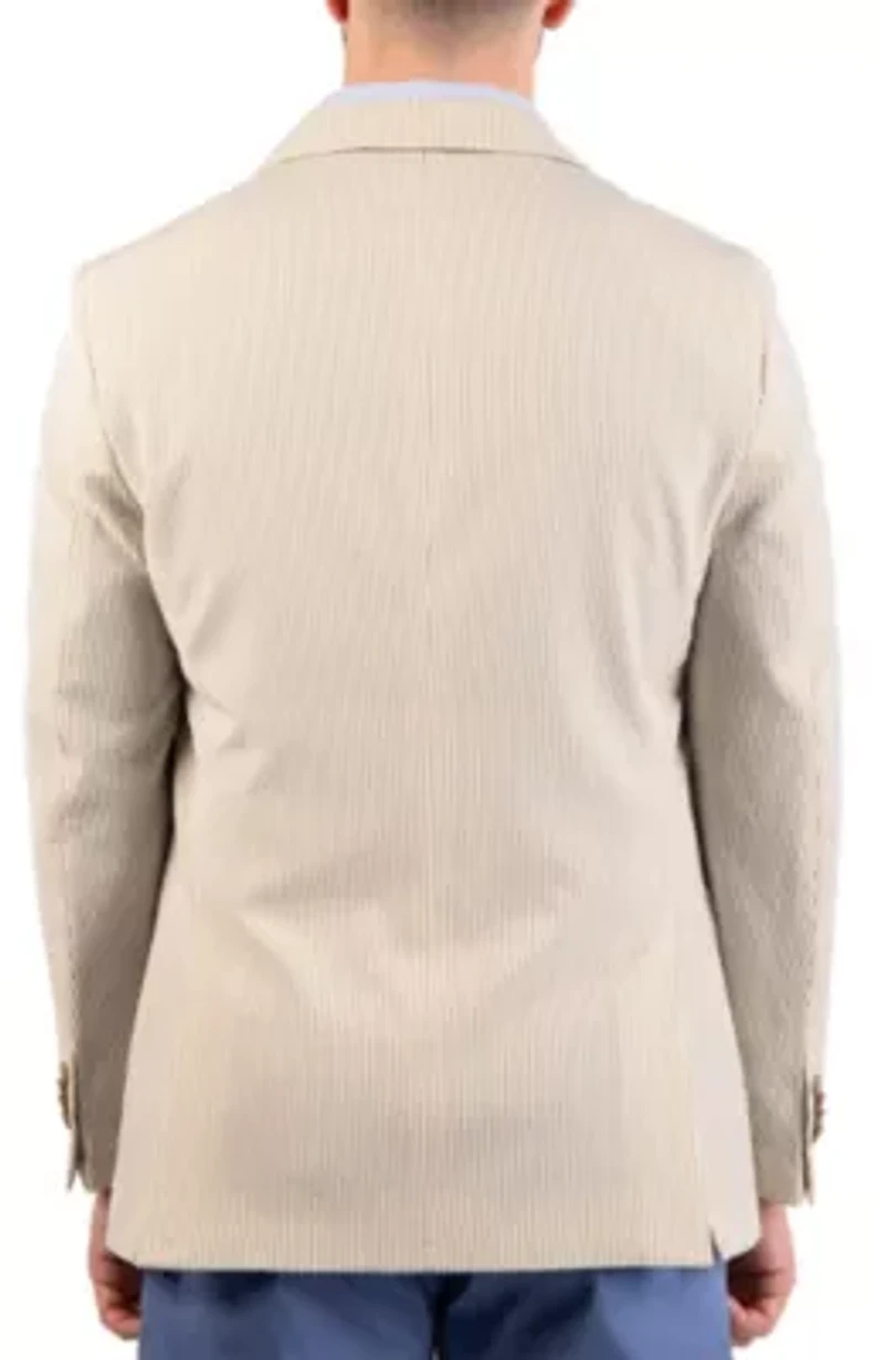 Textured Stripe Seersucker Sport Coat