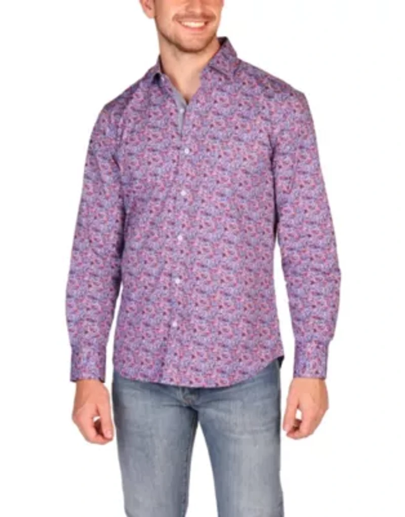 Crimson Floral Long Sleeve Shirt