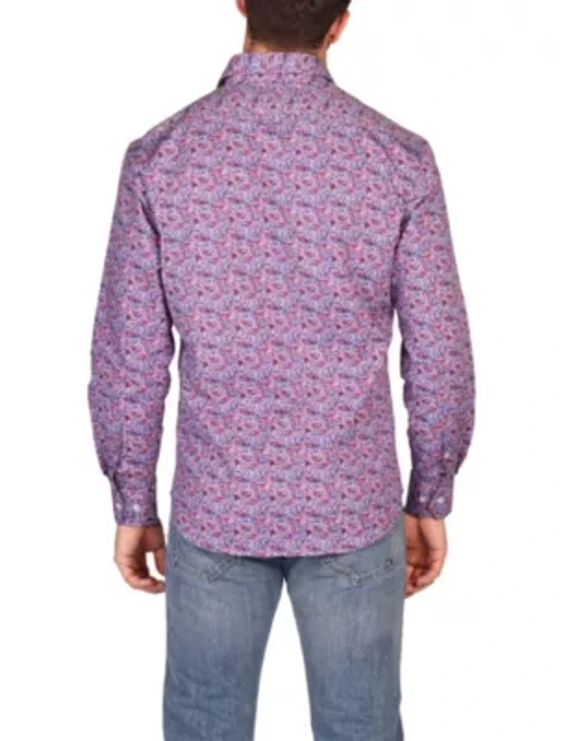 Crimson Floral Long Sleeve Shirt