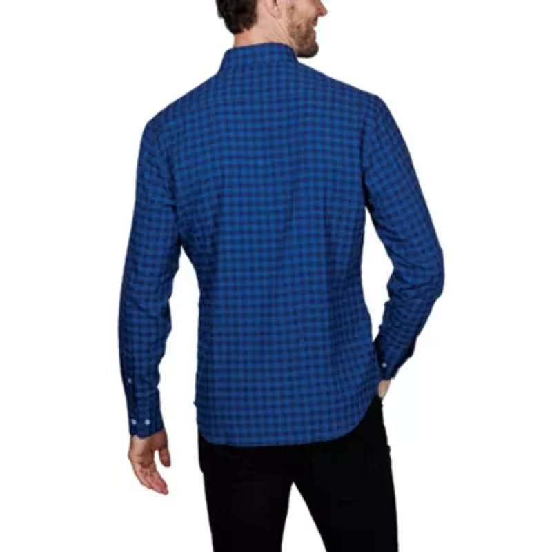 Gingham Printed Performance Long Sleeve Shirt