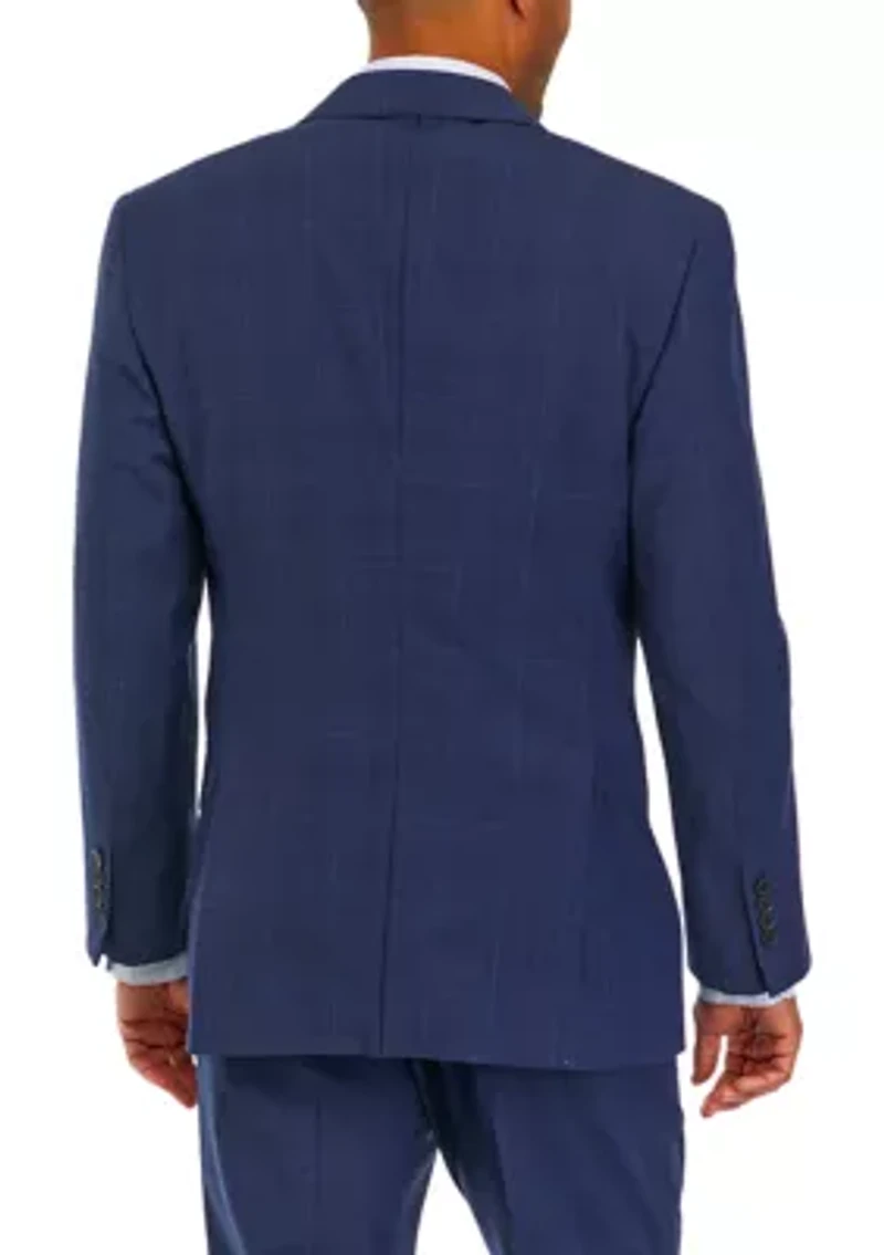 Men's Plaid Wool Stretch Classic Fit Suit Jacket