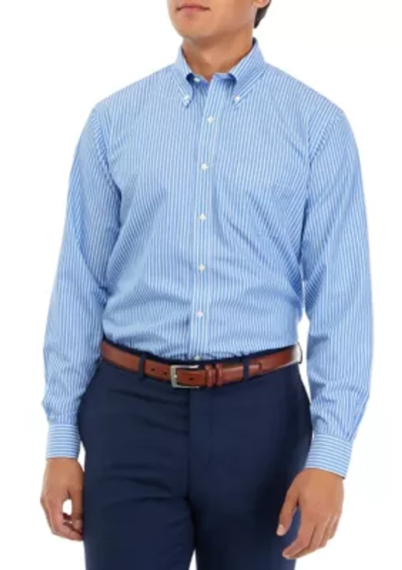 Men's Regular Fit Non-Iron Stripe Dress Shirt