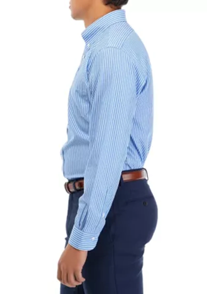 Men's Regular Fit Non-Iron Stripe Dress Shirt