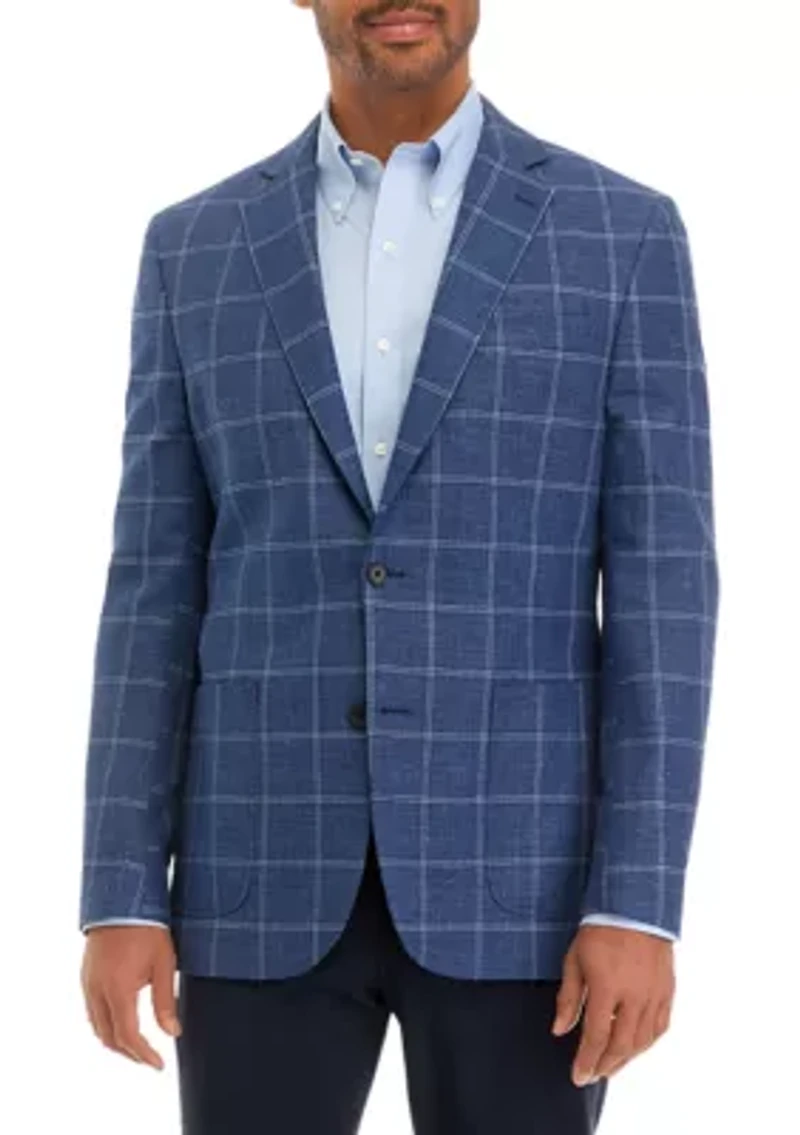 Windowpane Cotton Linen Classic Fit Sport Coat