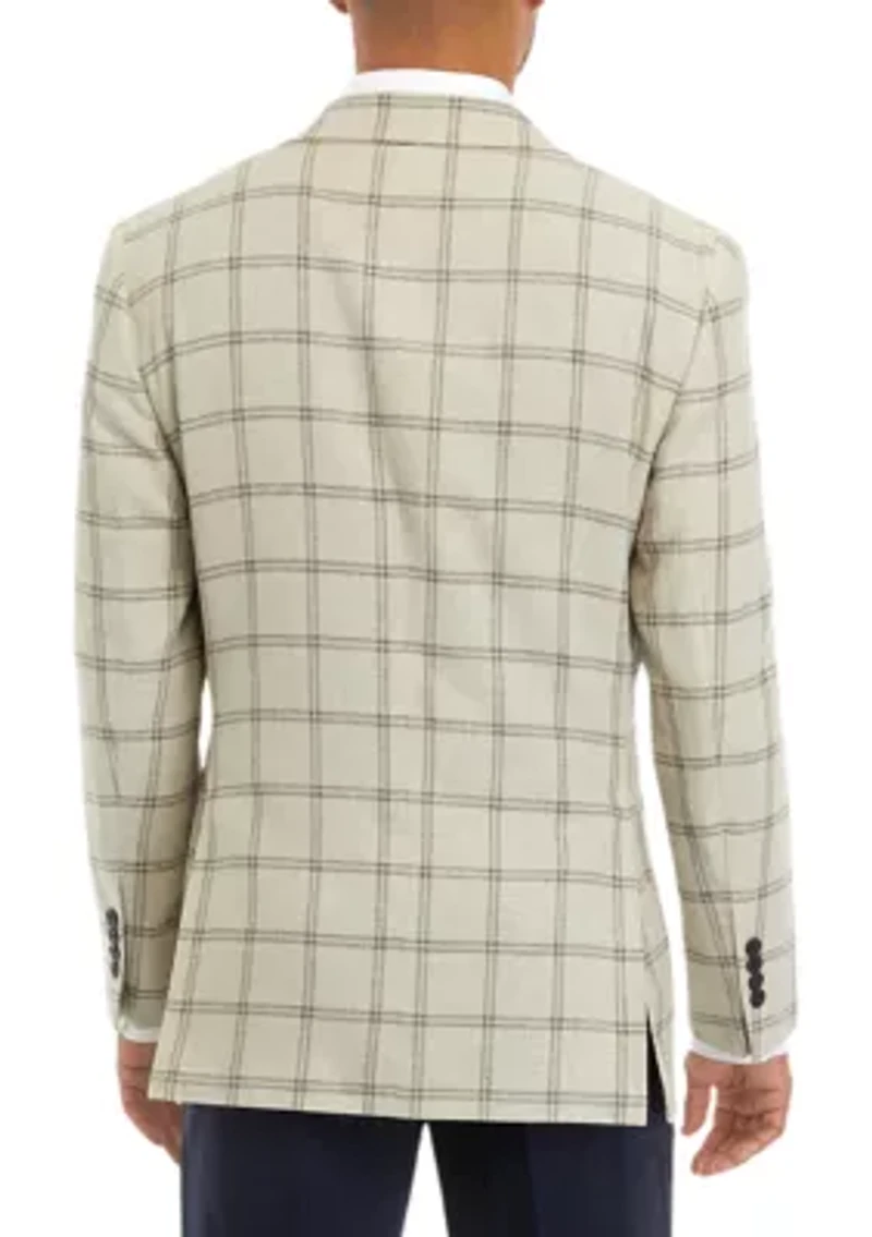 Windowpane Cotton Linen Classic Fit Sport Coat