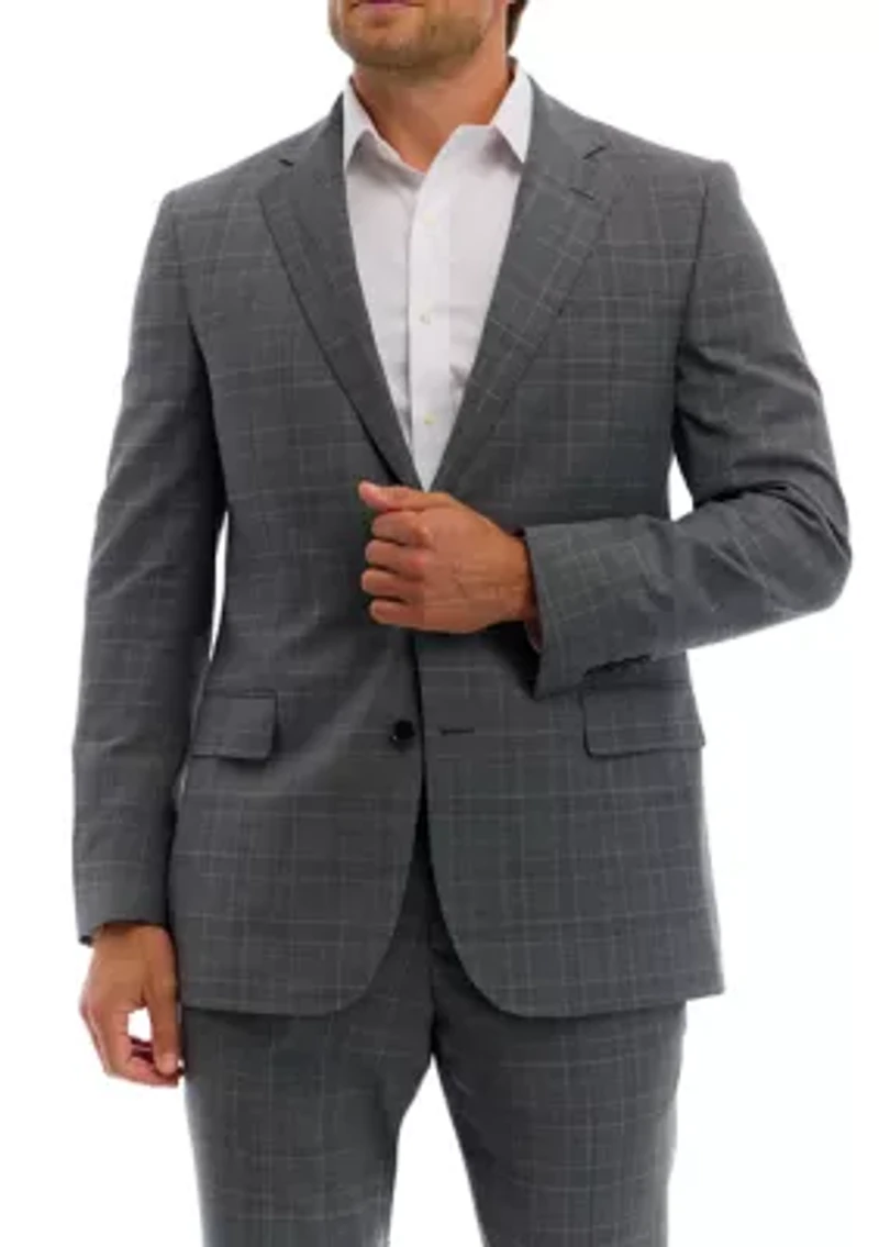 Plaid Wool Stretch Classic Fit Suit Jacket
