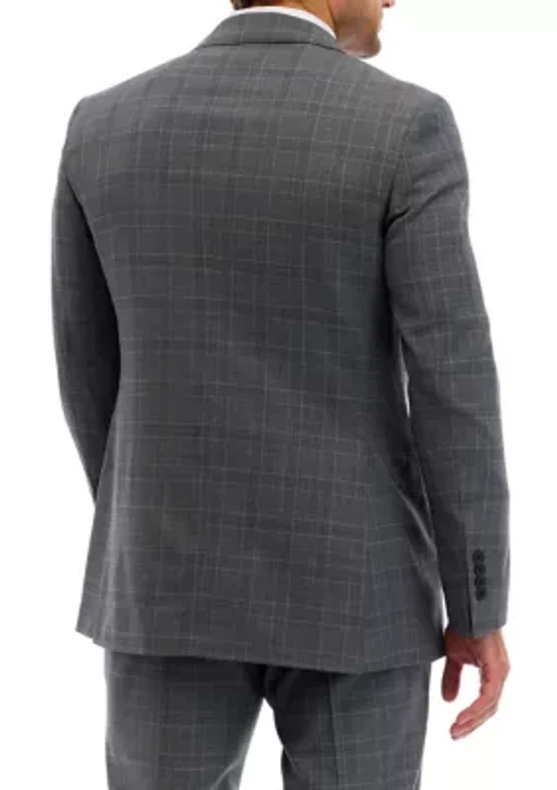 Plaid Wool Stretch Classic Fit Suit Jacket