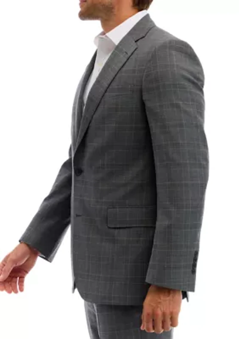 Plaid Wool Stretch Classic Fit Suit Jacket