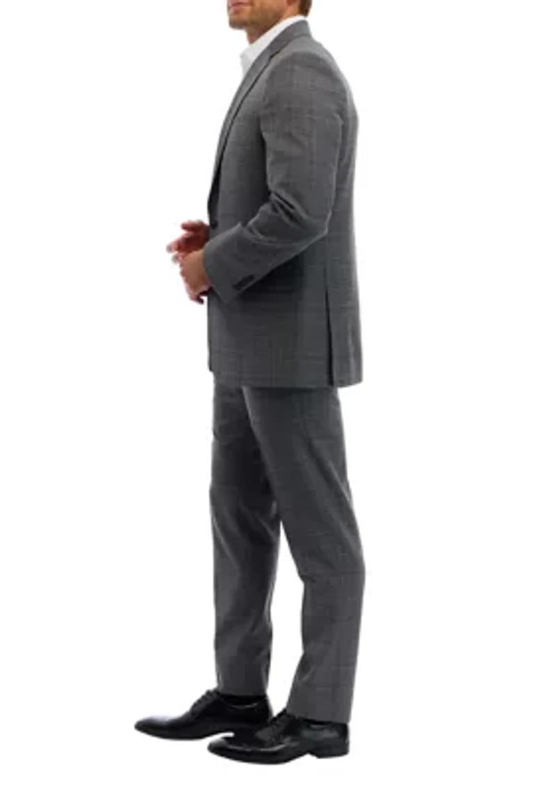 Plaid Wool Stretch Classic Fit Suit Jacket