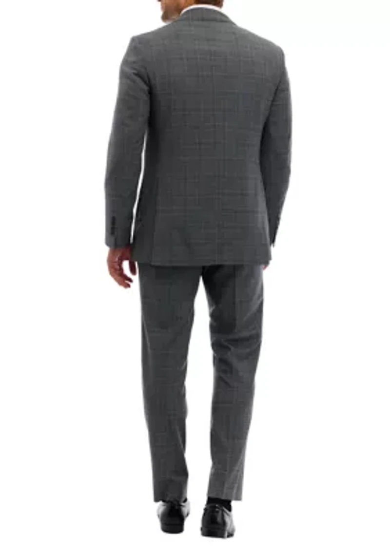 Plaid Wool Stretch Classic Fit Suit Jacket
