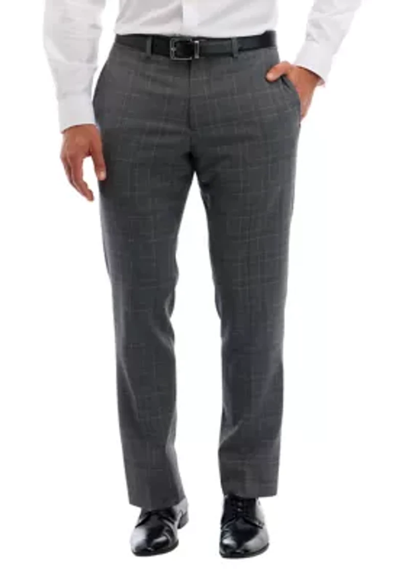 Plaid Wool Stretch Classic Fit Suit Trousers