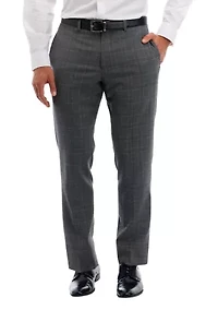 Plaid Wool Stretch Classic Fit Suit Trousers