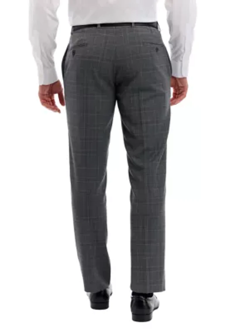 Plaid Wool Stretch Classic Fit Suit Trousers