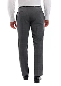 Plaid Wool Stretch Classic Fit Suit Trousers