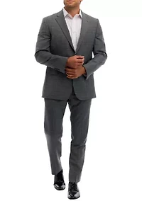 Plaid Wool Stretch Classic Fit Suit Trousers