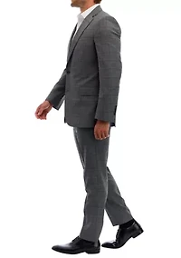 Plaid Wool Stretch Classic Fit Suit Trousers