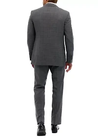 Plaid Wool Stretch Classic Fit Suit Trousers