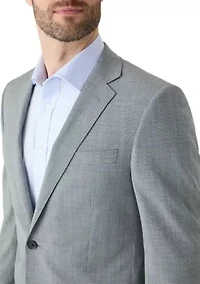 Men's Windowpane Wool Stretch Classic Fit Suit Jacket