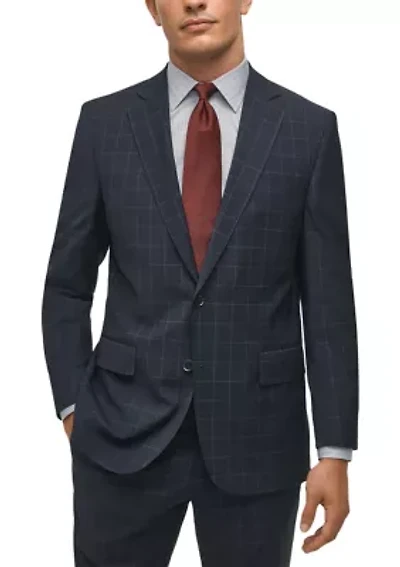 Windowpane Wool Stretch Classic Fit Suit Jacket