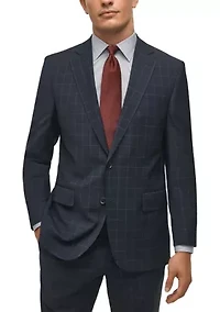 Windowpane Wool Stretch Classic Fit Suit Jacket