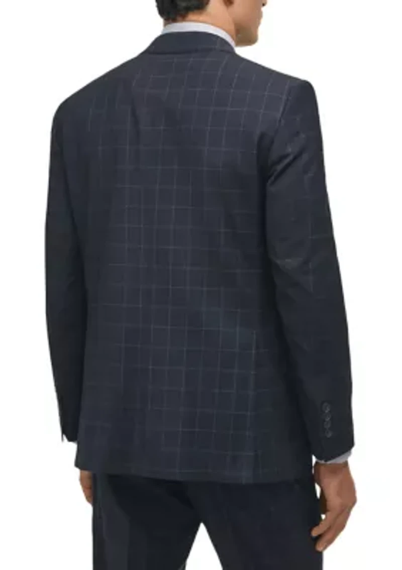 Windowpane Wool Stretch Classic Fit Suit Jacket