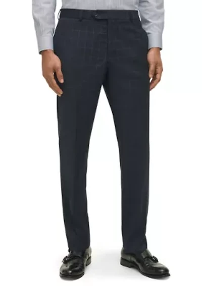 Windowpane Wool Stretch Classic Fit Suit Trousers