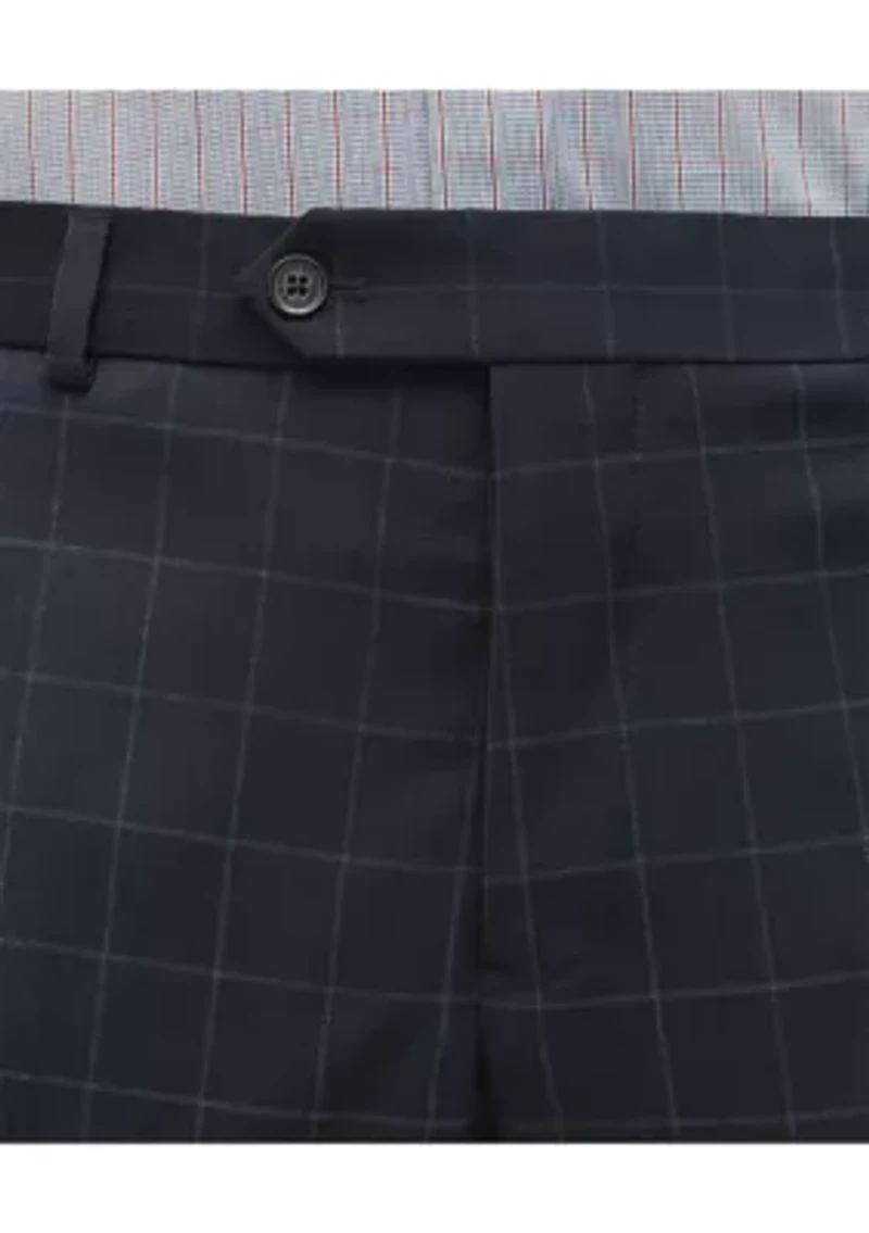 Windowpane Wool Stretch Classic Fit Suit Trousers