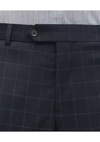 Windowpane Wool Stretch Classic Fit Suit Trousers