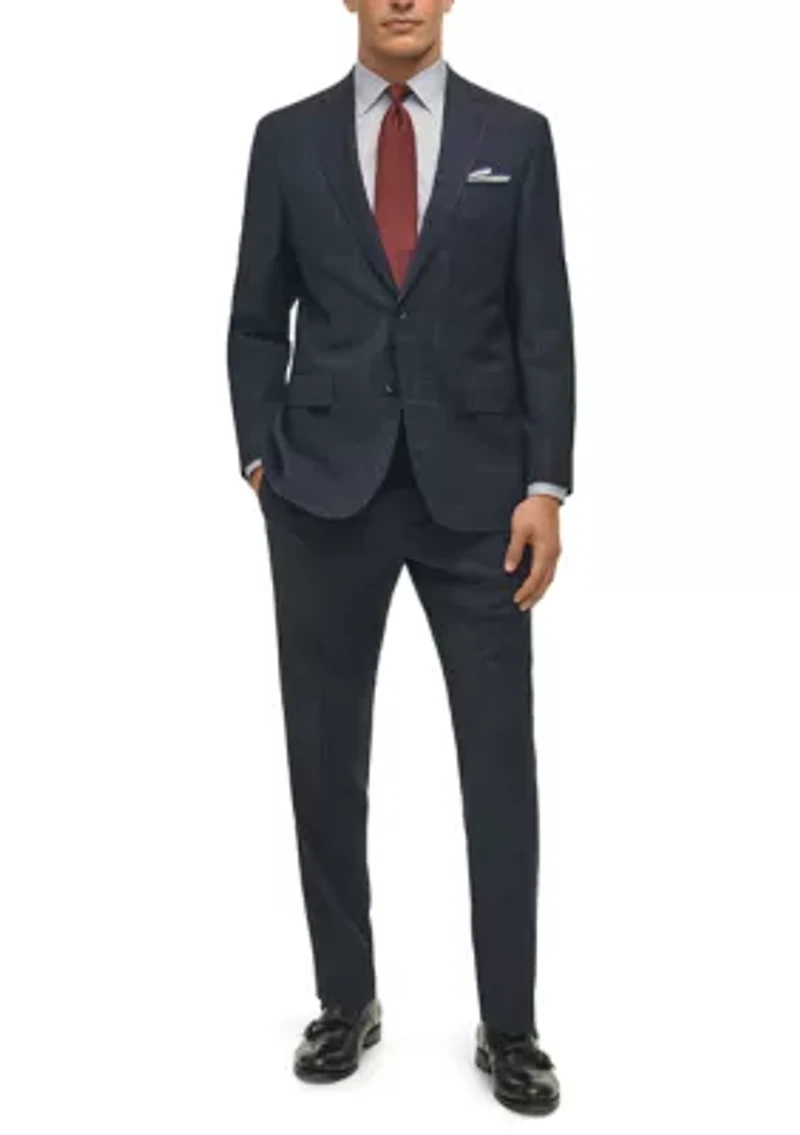 Windowpane Wool Stretch Classic Fit Suit Trousers