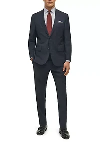 Windowpane Wool Stretch Classic Fit Suit Trousers