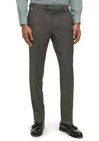 Plaid Wool Stretch Classic Fit Suit Trousers