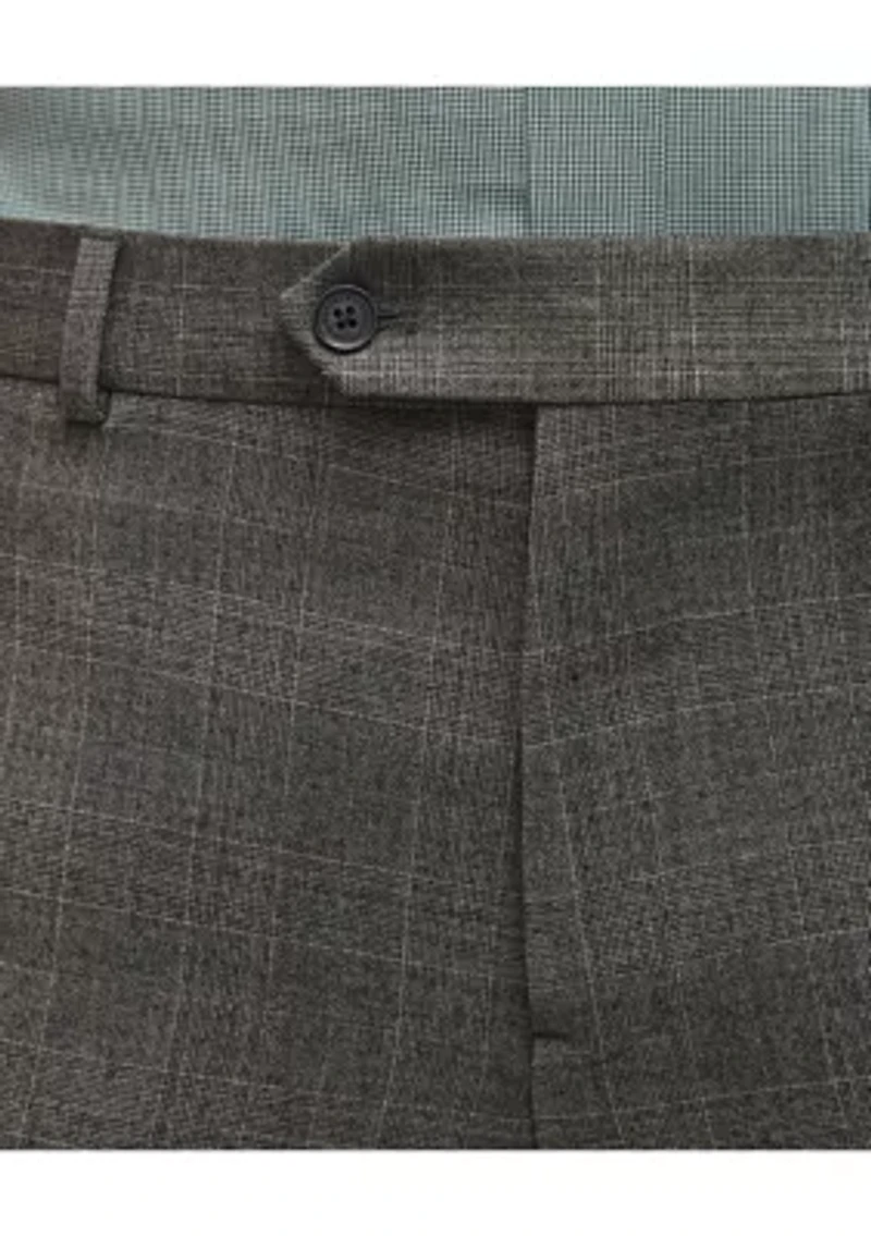 Plaid Wool Stretch Classic Fit Suit Trousers