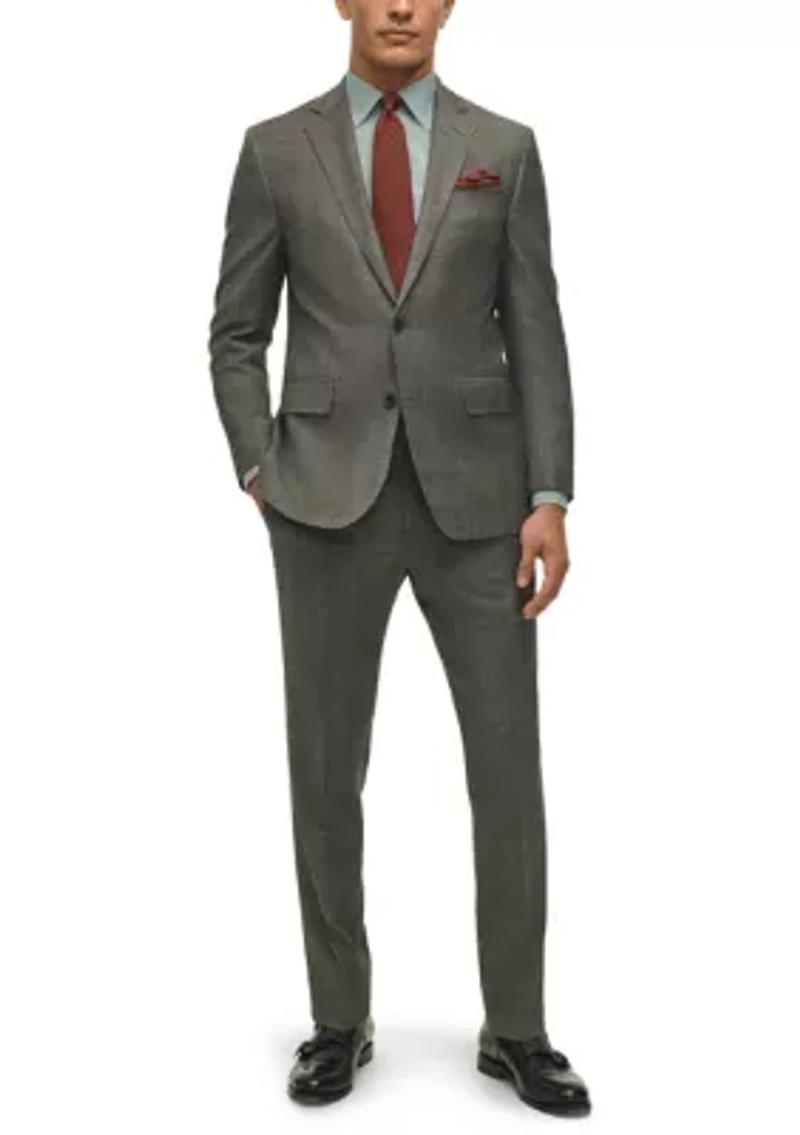 Plaid Wool Stretch Classic Fit Suit Trousers