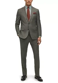 Plaid Wool Stretch Classic Fit Suit Trousers