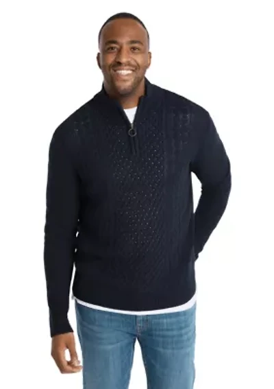 Big & Tall Gibson Cable Half Zip Sweater