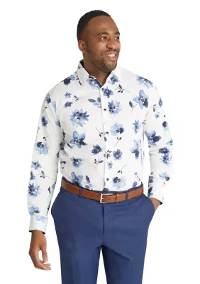 Big & Tall Camden Floral Print Stretch Shirt