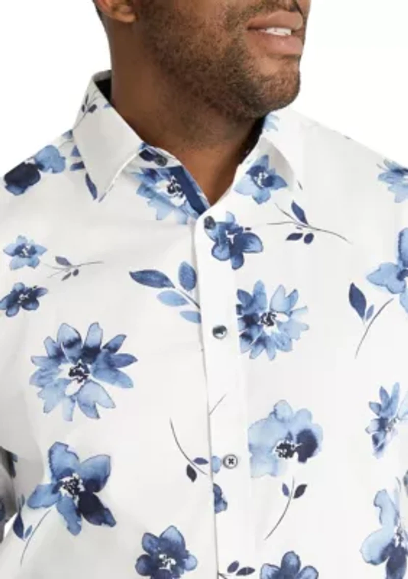 Big & Tall Camden Floral Print Stretch Shirt