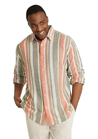 Big & Tall Johnny Bigg Mens Portugal Stripe Linen Shirt