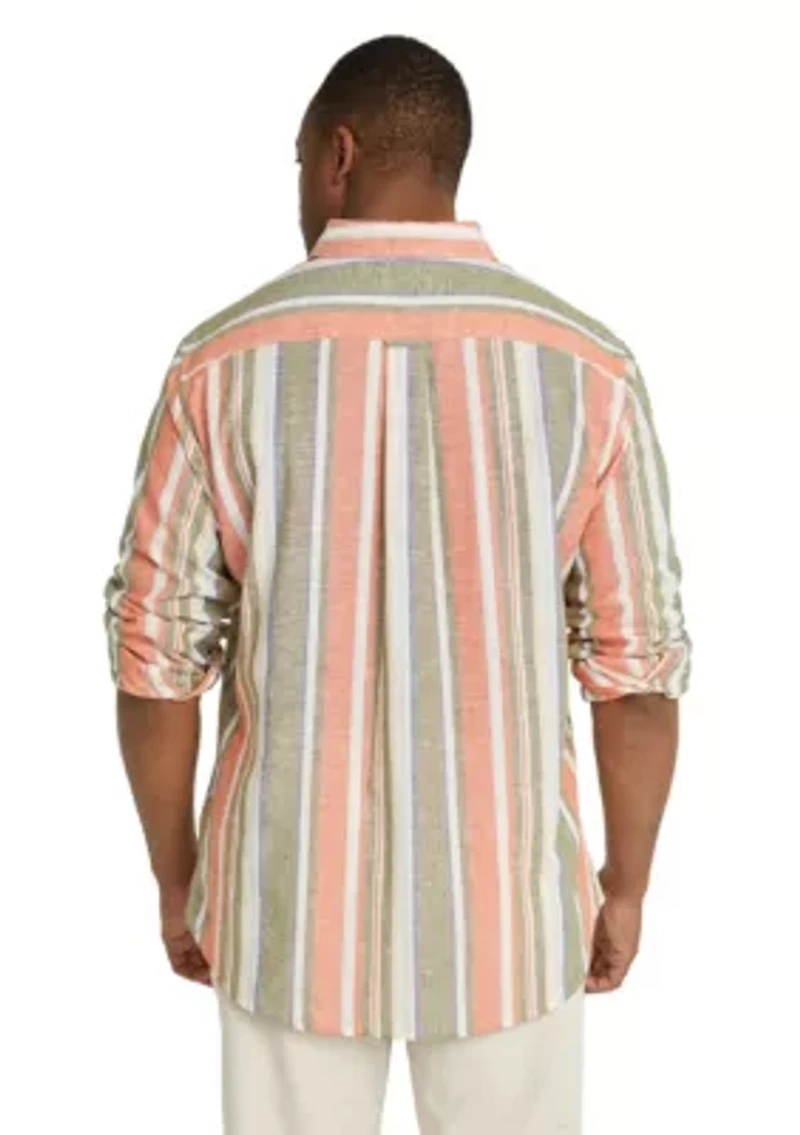 Big & Tall Johnny Bigg Mens Portugal Stripe Linen Shirt