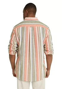 Big & Tall Johnny Bigg Mens Portugal Stripe Linen Shirt