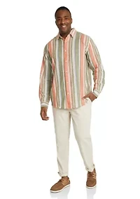 Big & Tall Johnny Bigg Mens Portugal Stripe Linen Shirt