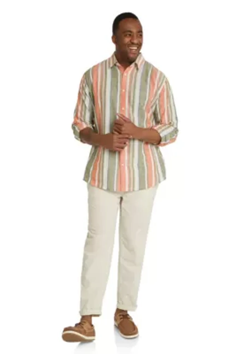 Big & Tall Johnny Bigg Mens Portugal Stripe Linen Shirt