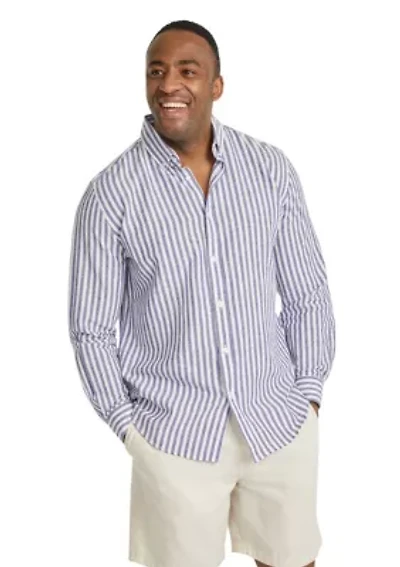 Big & Tall Johnny Bigg Holiday Stripe Linen Shirt